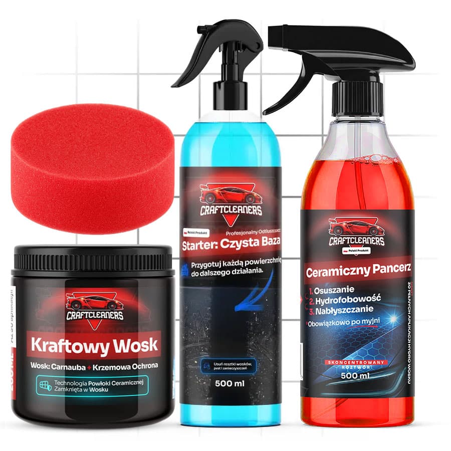 Lustrzany Połysk Zestaw - Kraftowy Wosk-Mus 150 ml + Starter: Czysta Baza + Ceramiczny Pancerz